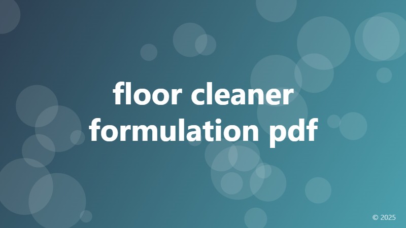 floor cleaner formulation pdf